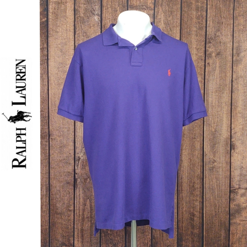 Vtg Tall Orange Pony on Purple Polo Men's Like New